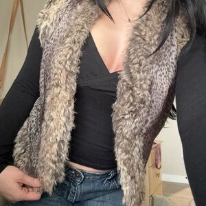 Faux Fur Leopard Print Vest